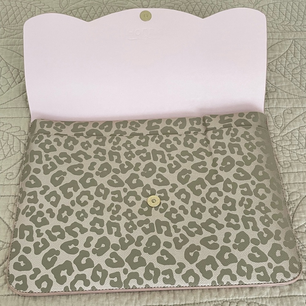 Hollis Leopard Print Laptop Sleeve in Metallic Gold - Picture 6 of 10